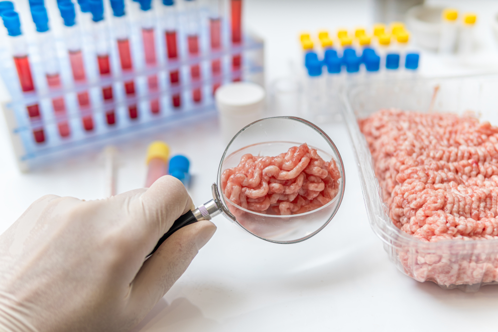 Food,Quality,Concept.,Scientist,Is,Testing,And,Inspecting,Meat,For